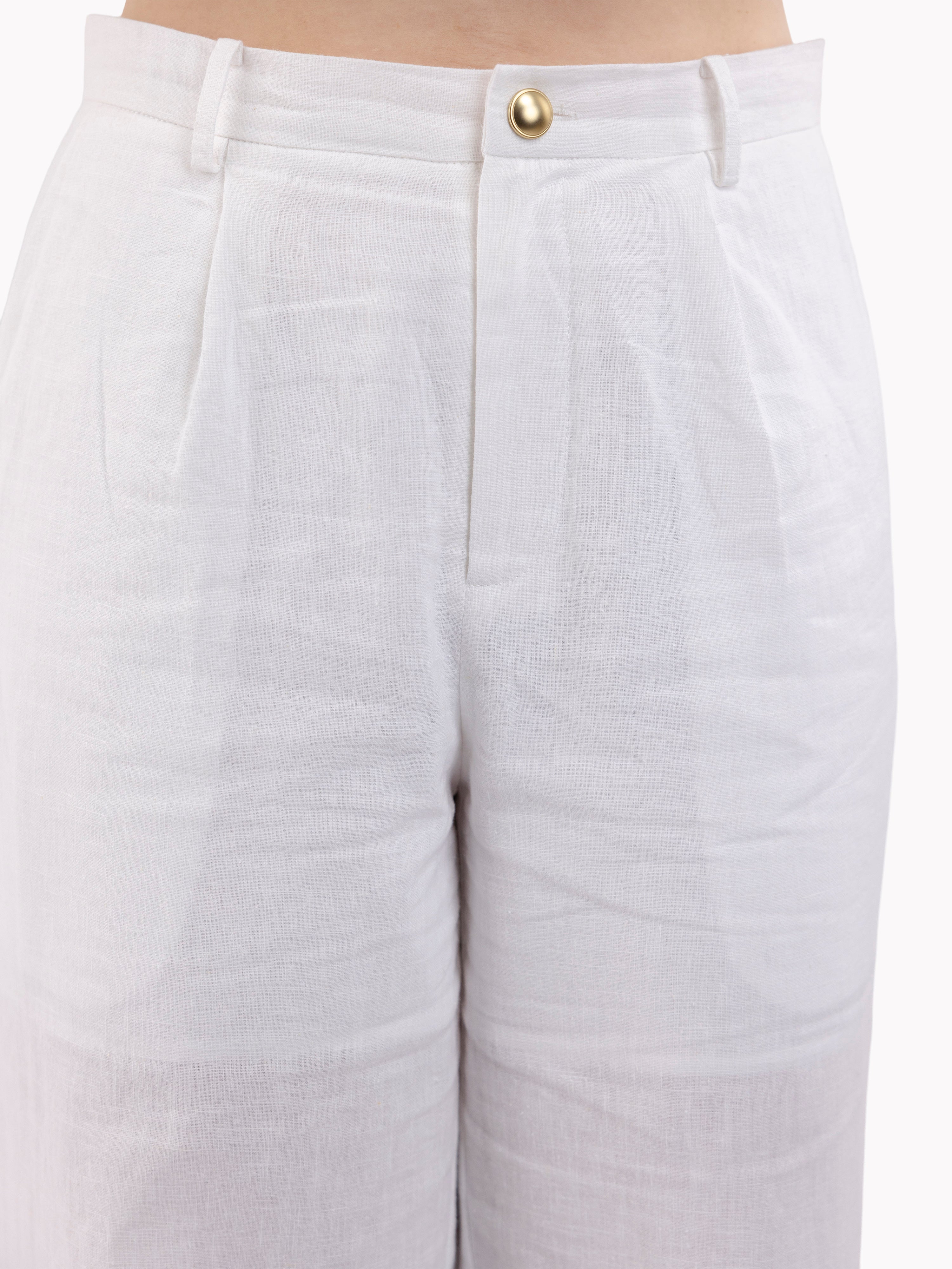 white linen trousers, white trousers, white pants